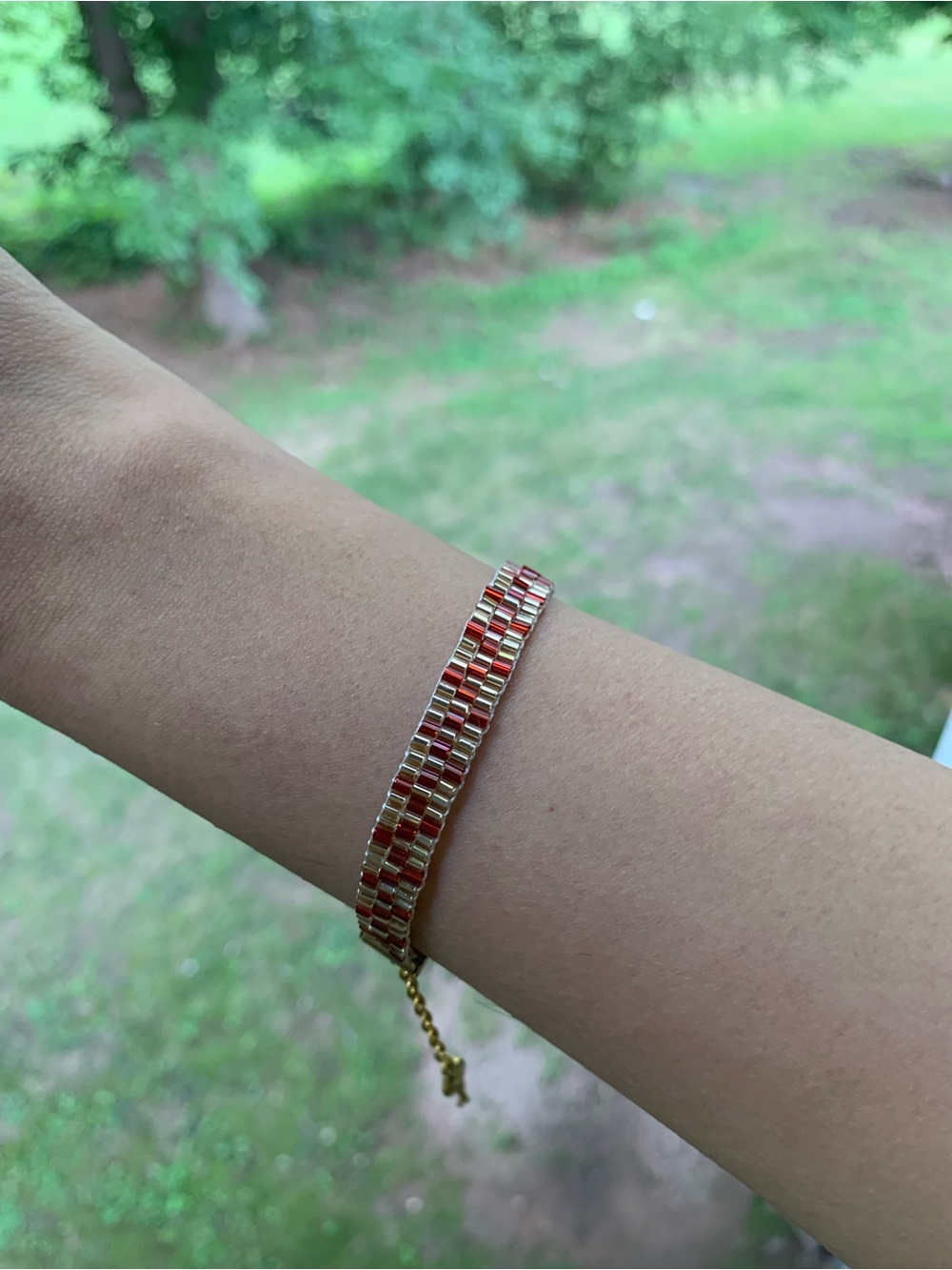 Gold and Red Link Bracelet - Women's Fashion Jewelry